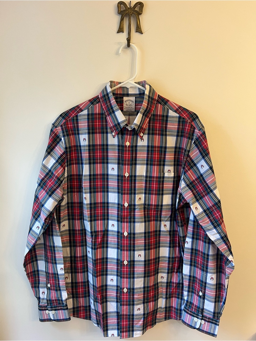 Brooks Brothers Regent Holly Jacquard Embroidered Christmas Button Down Men's M